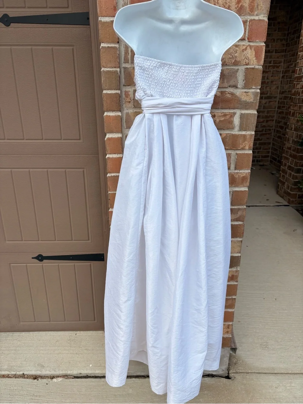 Free People Jade White Strapless Tie-Waist Wide-Leg Jumpsuit size Small - Picture 5 of 9